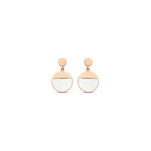 Victoria Rose gold colored earrings with white pattern