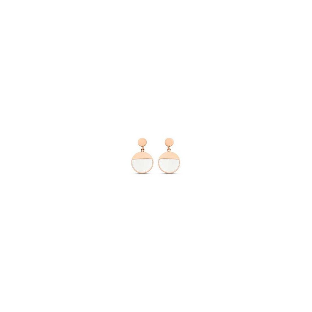 Victoria Rose gold colored earrings with white pattern