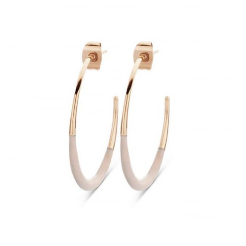 Victoria Rose gold colored earrings with white pattern