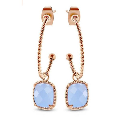 Victoria Rose gold blue stone earrings