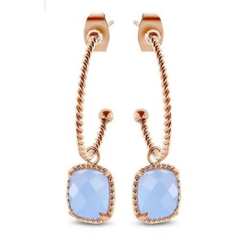 Victoria Rose gold blue stone earrings