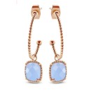 Victoria Rose gold blue stone earrings