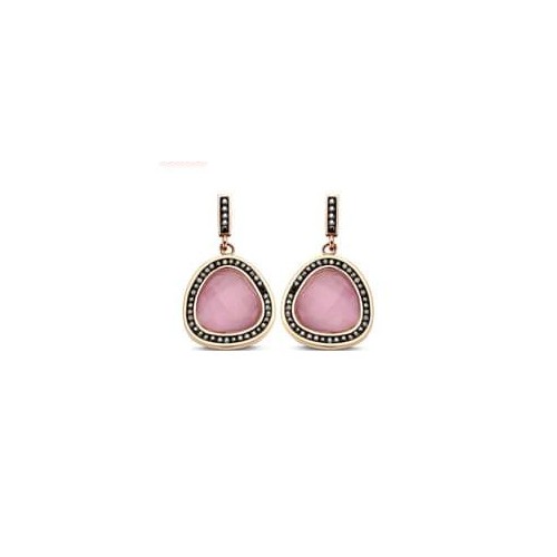 Victoria Rose gold colored pink stone earrings