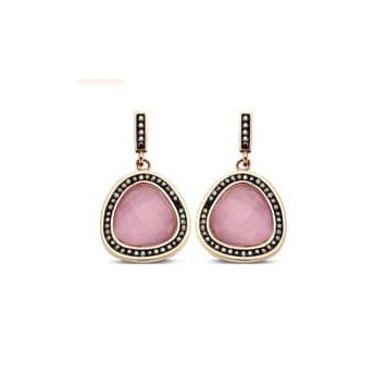 Victoria Rose gold colored pink stone earrings