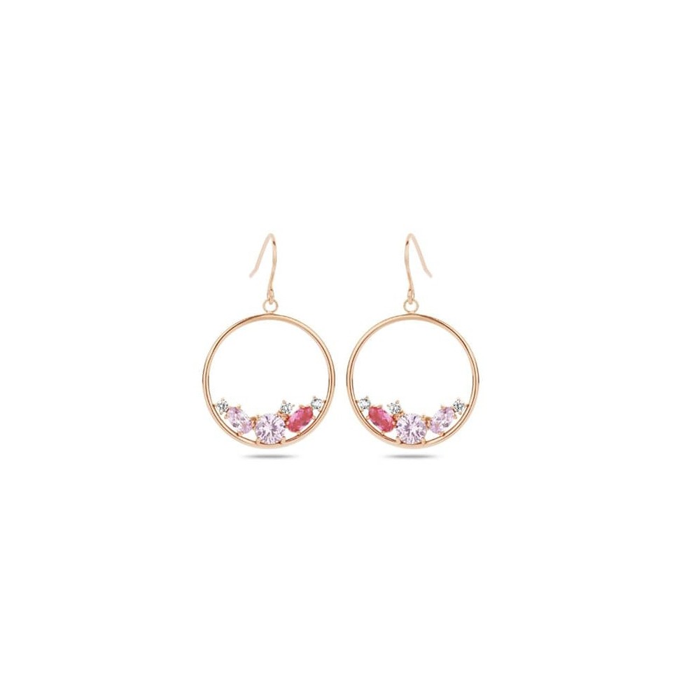 Victoria Rose gold-colored earrings with colored stones