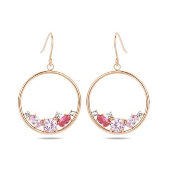 Victoria Rose gold-colored earrings with colored stones