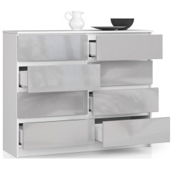 KOMODA K 120 cm 8 SZUFLAD AKRYL METALIK WYSOKI POŁYSK
