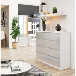 KOMODA K 120 cm 8 SZUFLAD AKRYL METALIK WYSOKI POŁYSK