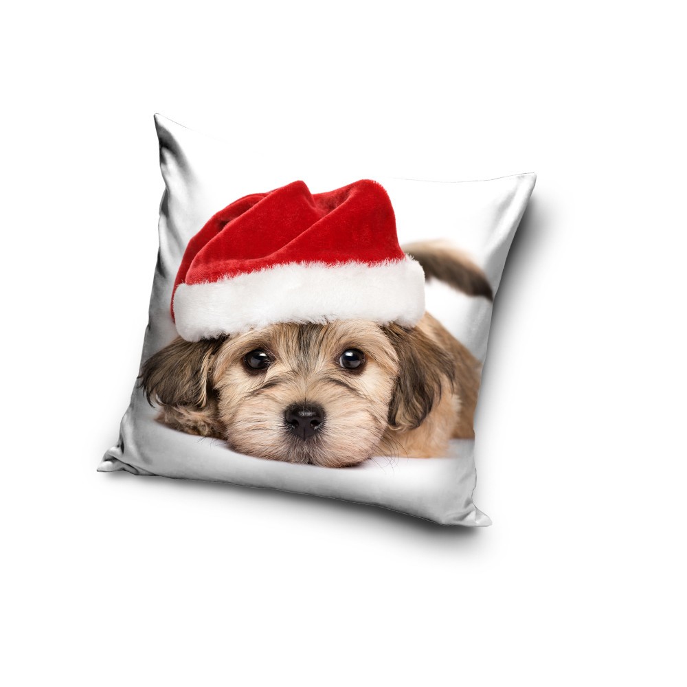 Dog Santa Hat cushion cover 40x40 cm Velvet