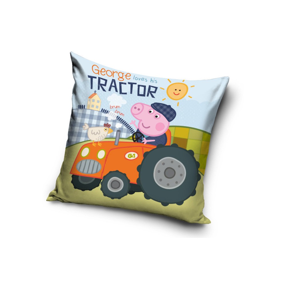 Peppa Pig George's Tractor Velour Cushion Cover 40x40 cm