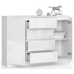 KOMODA K140 2D 4SZ CLP BIAŁY POŁYSK