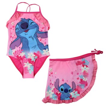 Disney Lilo and Stitch Pink children's swimsuit and sarong set 3-8 years