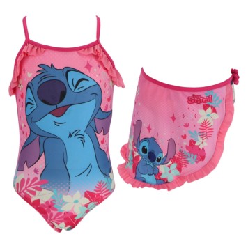 Disney Lilo and Stitch Pink children's swimsuit and sarong set 3-8 years