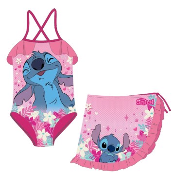 Disney Lilo and Stitch Pink children's swimsuit and sarong set 3-8 years