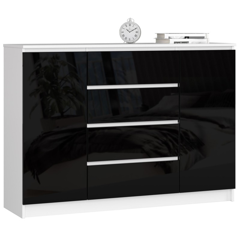 KOMODA K140 2D 4SZ CLP CZARNY POŁYSK KOMODA K140 2D 4SZ CLP CZARNY POŁYSK