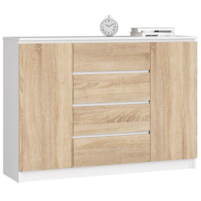 KOMODA K140 2D 4SZ CLP BIAŁY / SONOMA KOMODA K140 2D 4SZ CLP BIAŁY / SONOMA