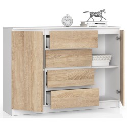 KOMODA K140 2D 4SZ CLP BIAŁY / SONOMA