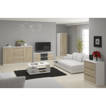 Marina Buffet 2 portes 4 tiroirs 99x138x40 cm Blanc sonoma