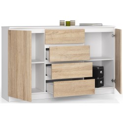 KOMODA K160 2D 4SZ CLP BIAŁY / SONOMA