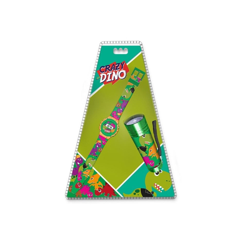 Dinosaur Crazy digital watch + flashlight set