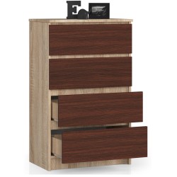KOMODA K 60 cm 4 SZUFLADY SONOMA / WENGE