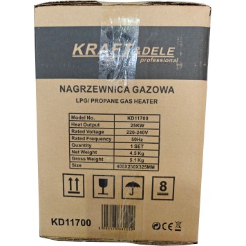 Nagrzewnica gazowa 25kW + Termostat + Reduktor KD11700