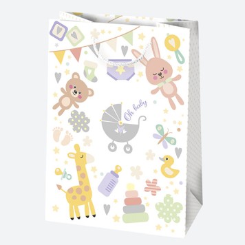 Baby Welcome Baby Shower Paper Gift Bag, 23x32x11 cm