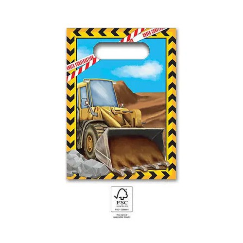 Construction Grabber paper gift bag set of 4