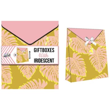 Colour Iridescent Leaf Pattern Gift Box Set of 2