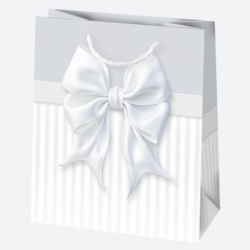 Colour Bow White paper gift bag 19x23x10,5 cm