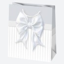 Colour Bow White paper gift bag 19x23x10,5 cm