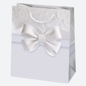Colour Bow White paper gift bag 19x23x10,5 cm