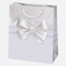 Colour Bow White paper gift bag 19x23x10,5 cm