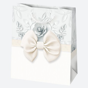 Colour Bow White paper gift bag 19x23x10,5 cm