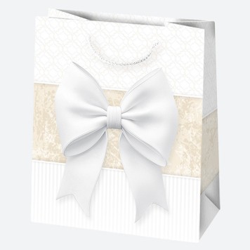 Colour Bow White paper gift bag 19x23x10,5 cm