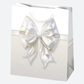 Colour Bow White paper gift bag 19x23x10,5 cm