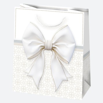 Colour Bow White paper gift bag 19x23x10,5 cm