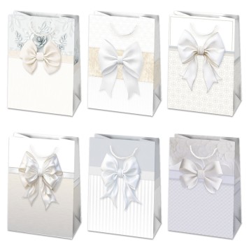 Colour Bow White paper gift bag 23x32x11 cm
