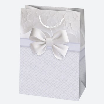 Colour Bow White paper gift bag 23x32x11 cm