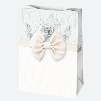 Colour Bow White paper gift bag 23x32x11 cm