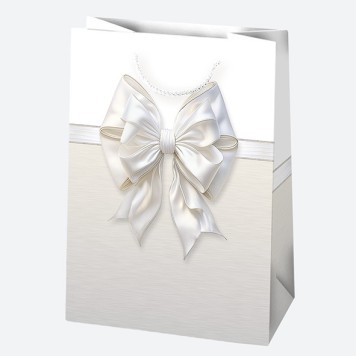 Colour Bow White paper gift bag 23x32x11 cm