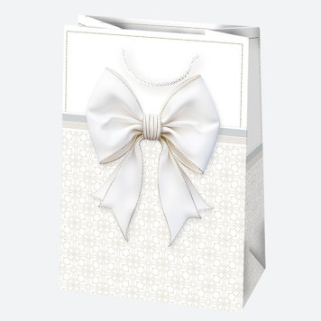 Colour Bow White paper gift bag 23x32x11 cm