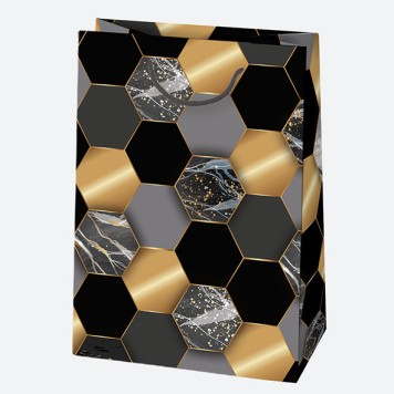 Colour For You Black Gold patterned paper gift bag 23x32x11 cm