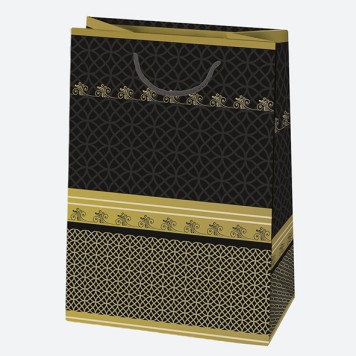 Colour For You Black Gold patterned paper gift bag 23x32x11 cm