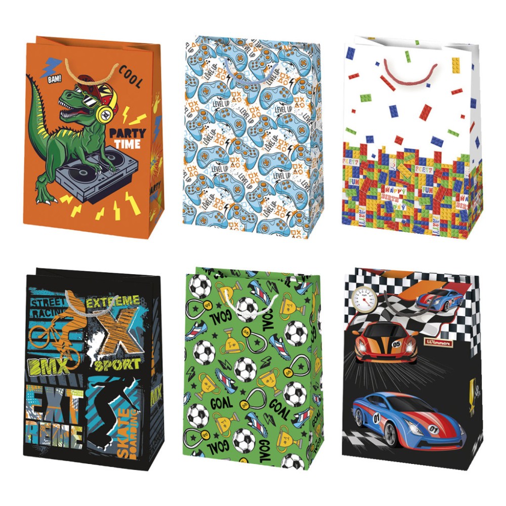 Colour Party Boys' paper gift bag, 23x32x11 cm