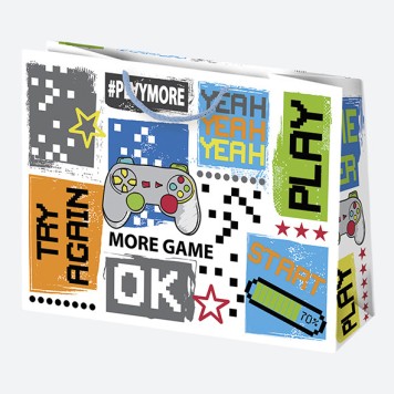 Colour Blossom Boys' Party paper gift bag, gift bag 30x23x10 cm