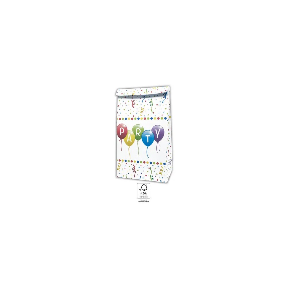 Happy Birthday Streamers Happy Birthday paper bag, pack of 4, FSC