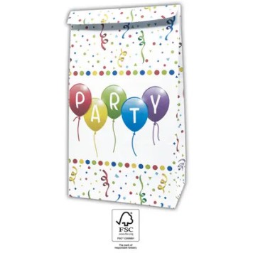 Happy Birthday Streamers Happy Birthday paper bag, pack of 4, FSC