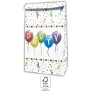 Happy Birthday Streamers Happy Birthday paper bag, pack of 4, FSC
