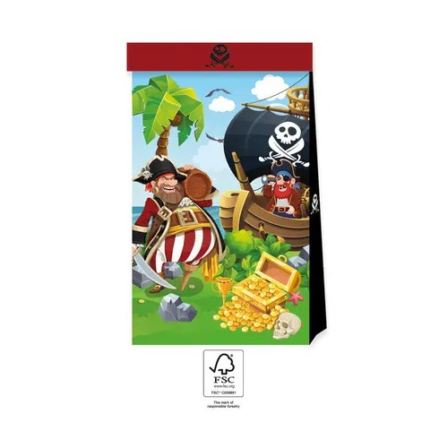 Pirate Island Paper Bag 4 pcs FSC